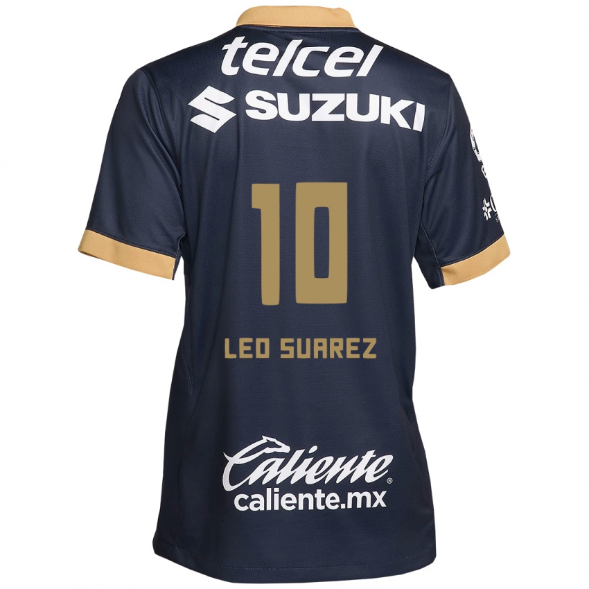 Niño Camiseta Leo Suarez #10 Obsidiana Dorada Blanca 2ª Equipación 2024/25 La Camisa Perú