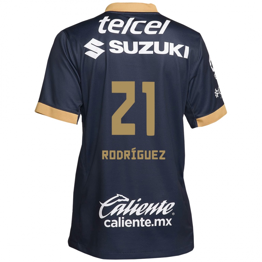 Niño Camiseta Michell Rodríguez #21 Obsidiana Dorada Blanca 2ª Equipación 2024/25 La Camisa Perú