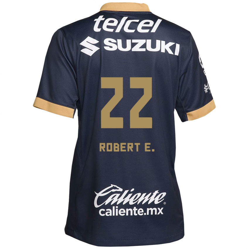 Niño Camiseta Robert Ergas #22 Obsidiana Dorada Blanca 2ª Equipación 2024/25 La Camisa Perú