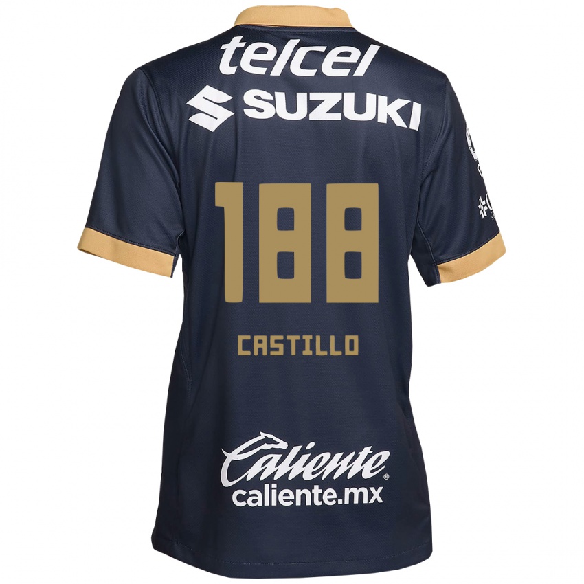 Niño Camiseta Christian Castillo #188 Obsidiana Dorada Blanca 2ª Equipación 2024/25 La Camisa Perú