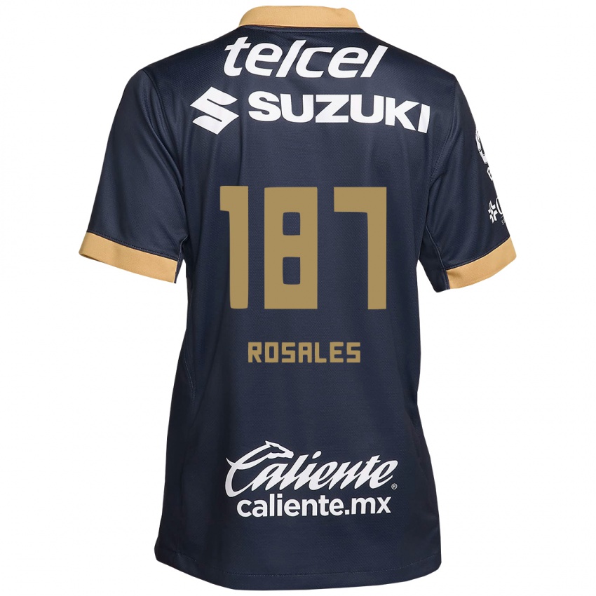 Niño Camiseta Alonso Rosales #187 Obsidiana Dorada Blanca 2ª Equipación 2024/25 La Camisa Perú