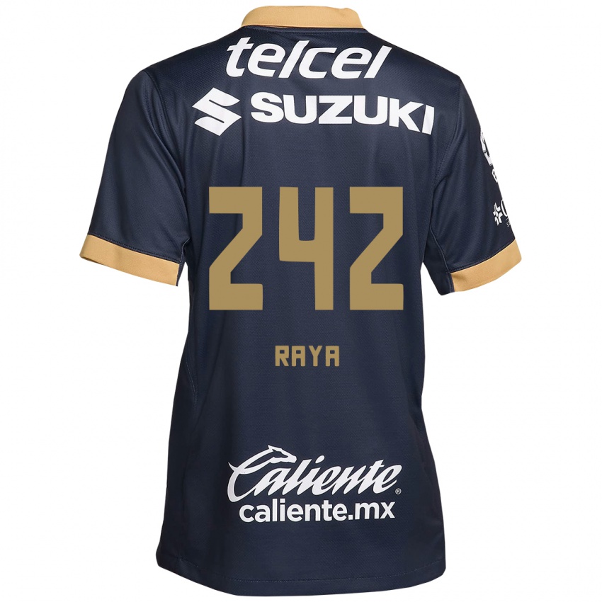 Niño Camiseta Félix Raya #242 Obsidiana Dorada Blanca 2ª Equipación 2024/25 La Camisa Perú