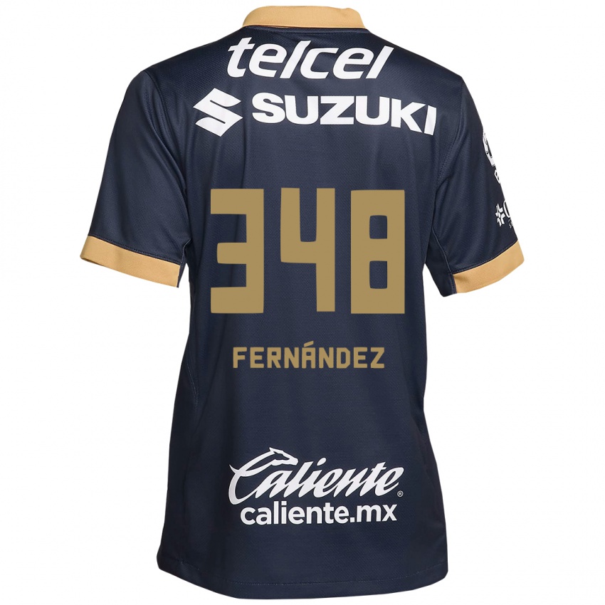 Niño Camiseta Yerik Fernández #348 Obsidiana Dorada Blanca 2ª Equipación 2024/25 La Camisa Perú