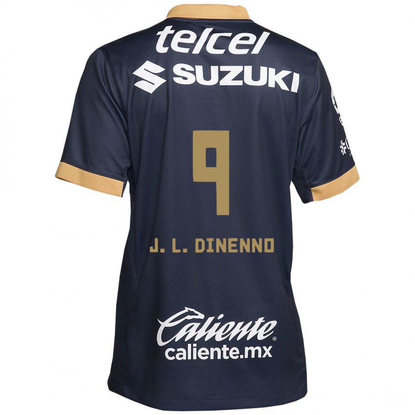 Niño Camiseta Juan Dinenno #9 Obsidiana Dorada Blanca 2ª Equipación 2024/25 La Camisa Perú