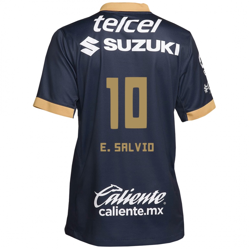 Niño Camiseta Eduardo Salvio #10 Obsidiana Dorada Blanca 2ª Equipación 2024/25 La Camisa Perú