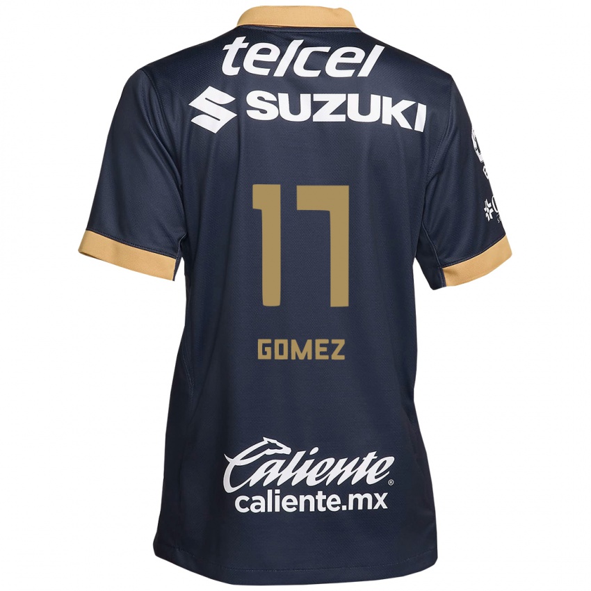 Niño Camiseta Diana Gomez #17 Obsidiana Dorada Blanca 2ª Equipación 2024/25 La Camisa Perú