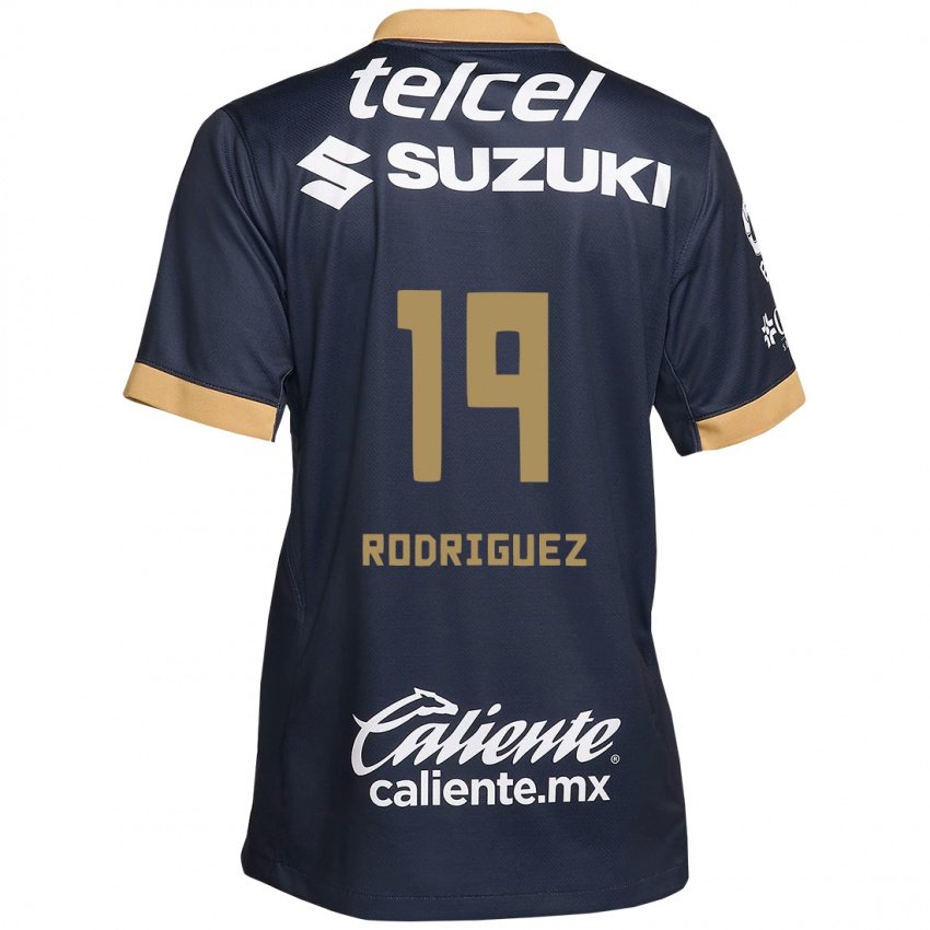 Niño Camiseta Yaneisy Rodriguez #19 Obsidiana Dorada Blanca 2ª Equipación 2024/25 La Camisa Perú