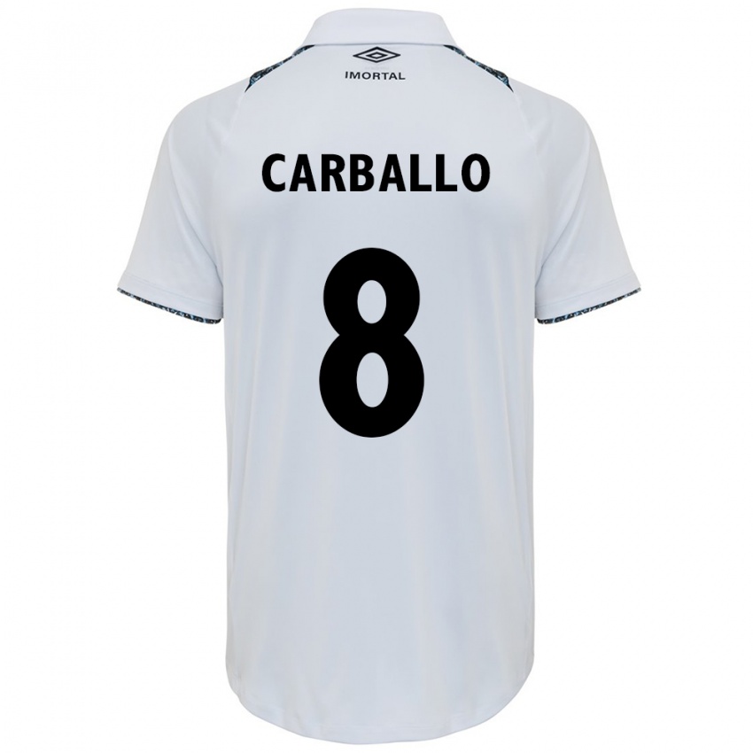 Niño Camiseta Felipe Carballo #8 Blanco Azul 2ª Equipación 2024/25 La Camisa Perú