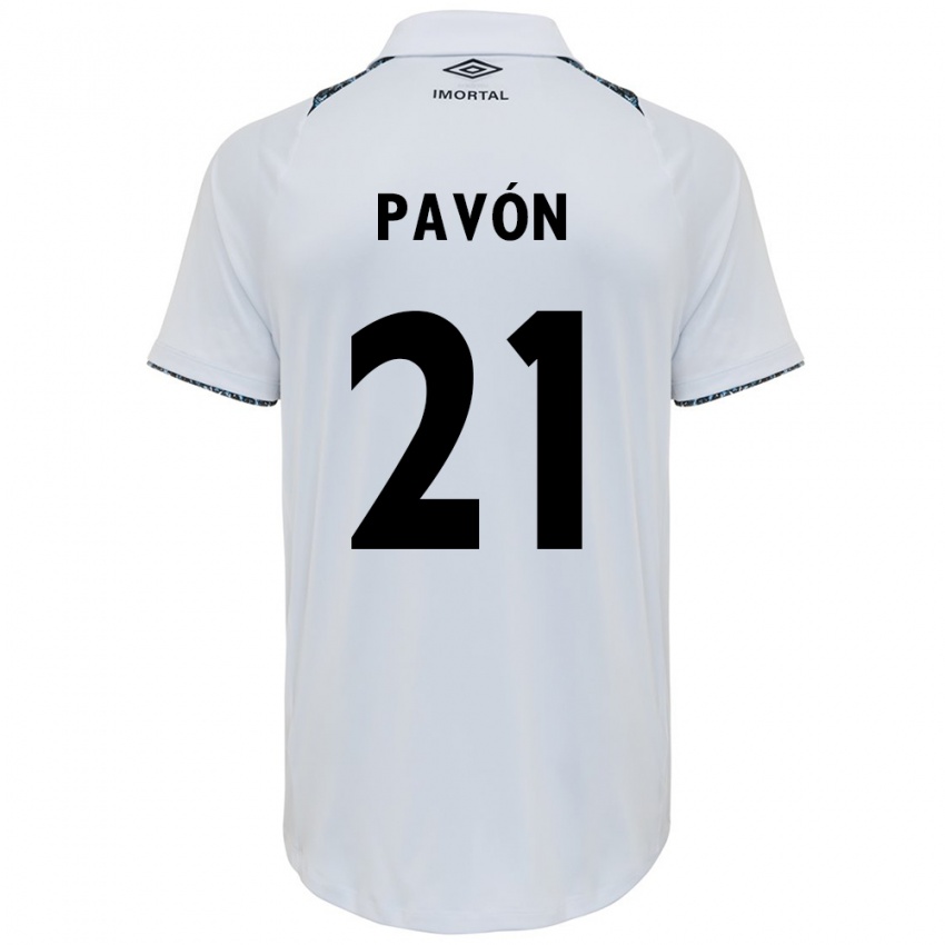 Niño Camiseta Cristian Pavon #21 Blanco Azul 2ª Equipación 2024/25 La Camisa Perú