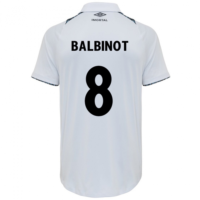 Niño Camiseta Manu Balbinot #8 Blanco Azul 2ª Equipación 2024/25 La Camisa Perú