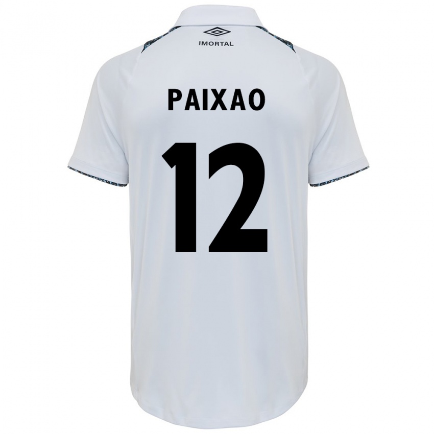 Niño Camiseta Iasmin Paixão #12 Blanco Azul 2ª Equipación 2024/25 La Camisa Perú