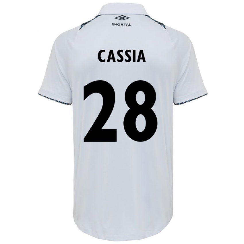 Niño Camiseta Cássia #28 Blanco Azul 2ª Equipación 2024/25 La Camisa Perú