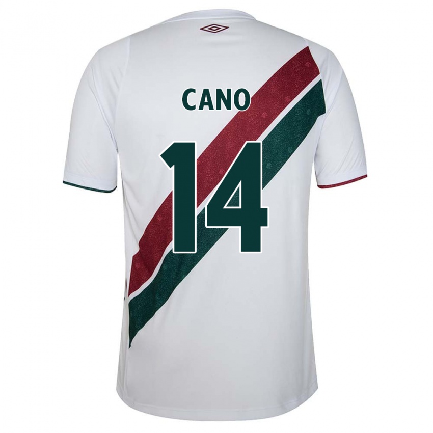 Niño Camiseta Germán Cano #14 Blanco Verde Granate 2ª Equipación 2024/25 La Camisa Perú