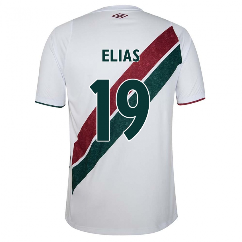 Niño Camiseta Kauã Elias #19 Blanco Verde Granate 2ª Equipación 2024/25 La Camisa Perú