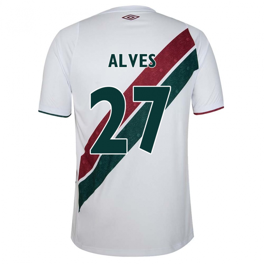 Niño Camiseta Felipe Alves #27 Blanco Verde Granate 2ª Equipación 2024/25 La Camisa Perú