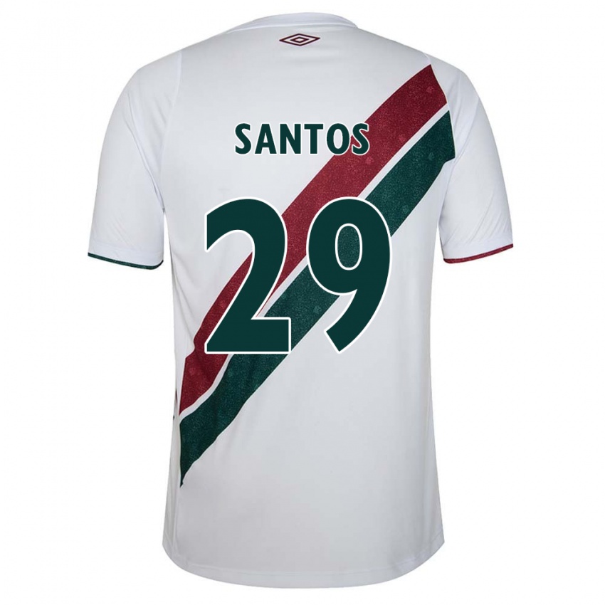 Niño Camiseta Thiago Santos #29 Blanco Verde Granate 2ª Equipación 2024/25 La Camisa Perú