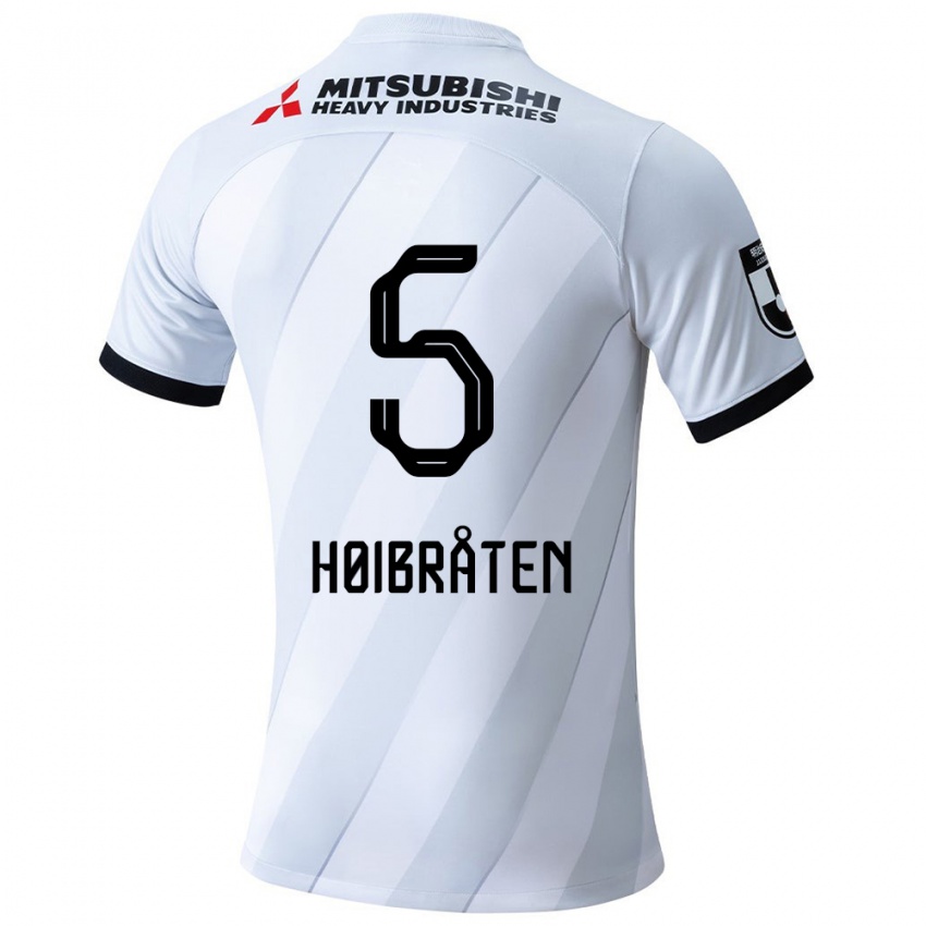 Niño Camiseta Marius Høibråten #5 Gris Blanco 2ª Equipación 2024/25 La Camisa Perú