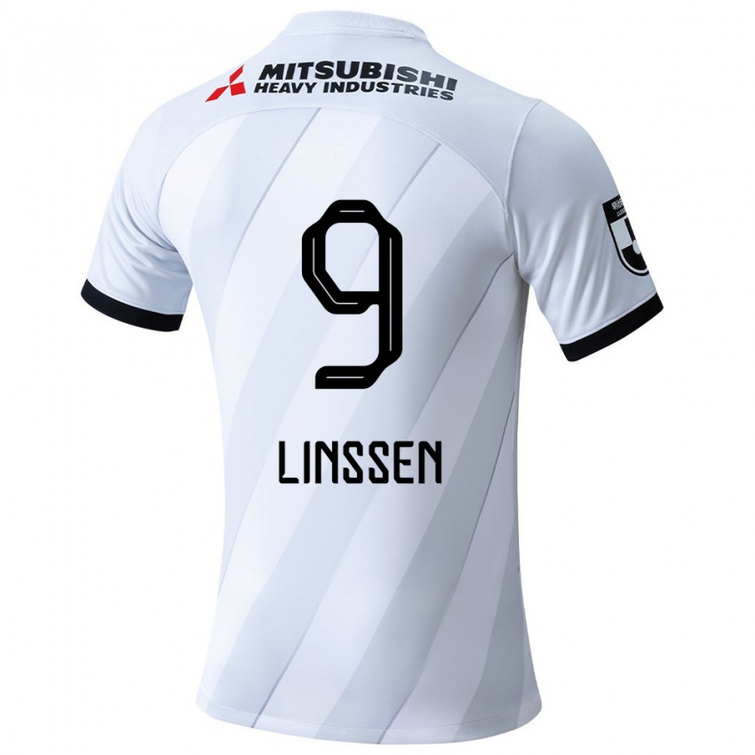 Niño Camiseta Bryan Linssen #9 Gris Blanco 2ª Equipación 2024/25 La Camisa Perú