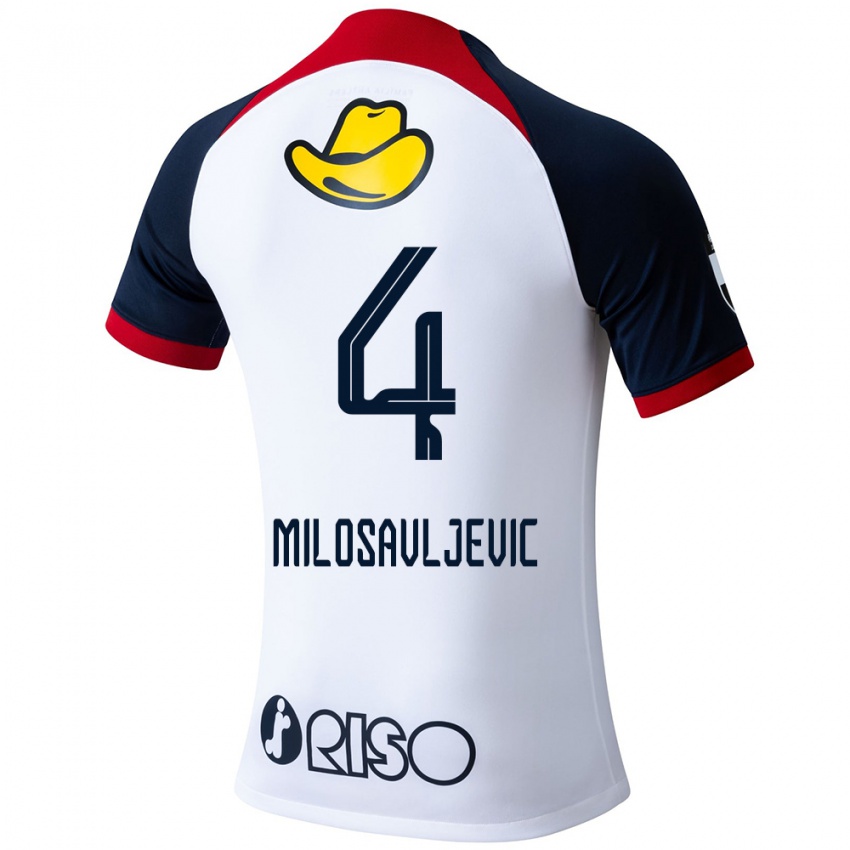 Niño Camiseta Radomir Milosavljevic #4 Blanco Azul Rojo 2ª Equipación 2024/25 La Camisa Perú