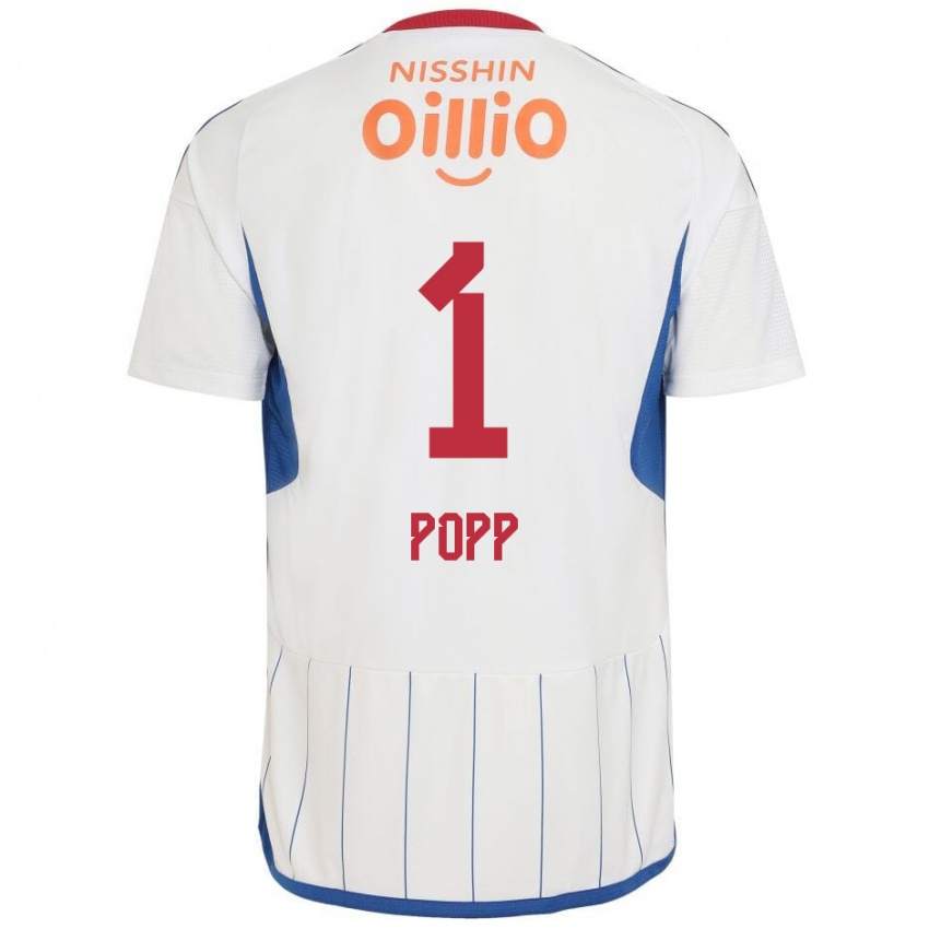 Niño Camiseta William Popp #1 Blanco Azul Rojo 2ª Equipación 2024/25 La Camisa Perú