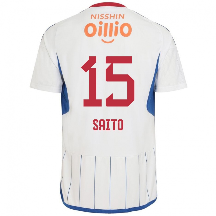 Niño Camiseta Haru Saito #15 Blanco Azul Rojo 2ª Equipación 2024/25 La Camisa Perú