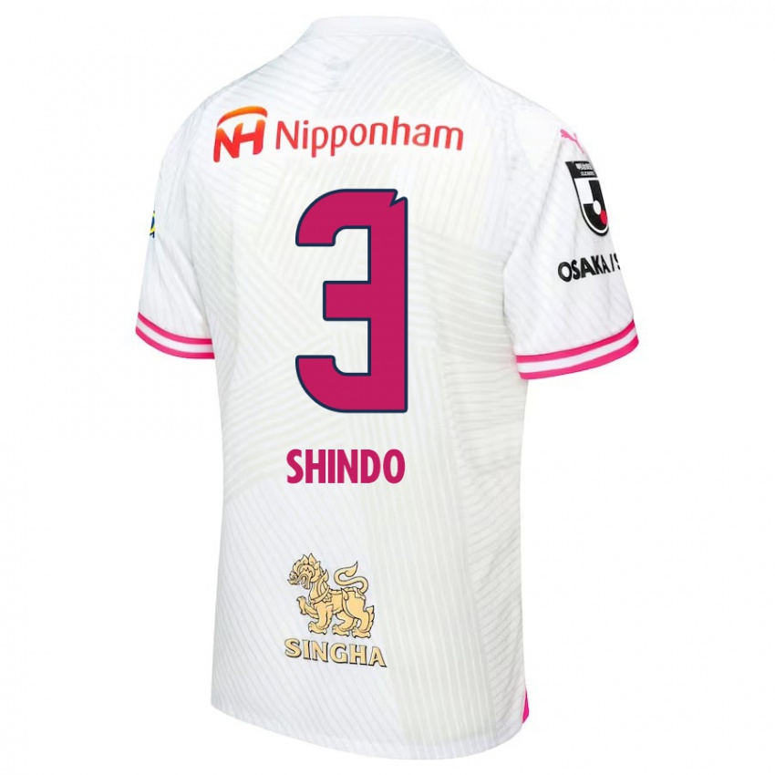 Niño Camiseta Ryosuke Shindo #3 Blanco Rosa 2ª Equipación 2024/25 La Camisa Perú