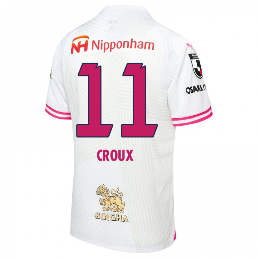 Niño Camiseta Jordy Croux #11 Blanco Rosa 2ª Equipación 2024/25 La Camisa Perú