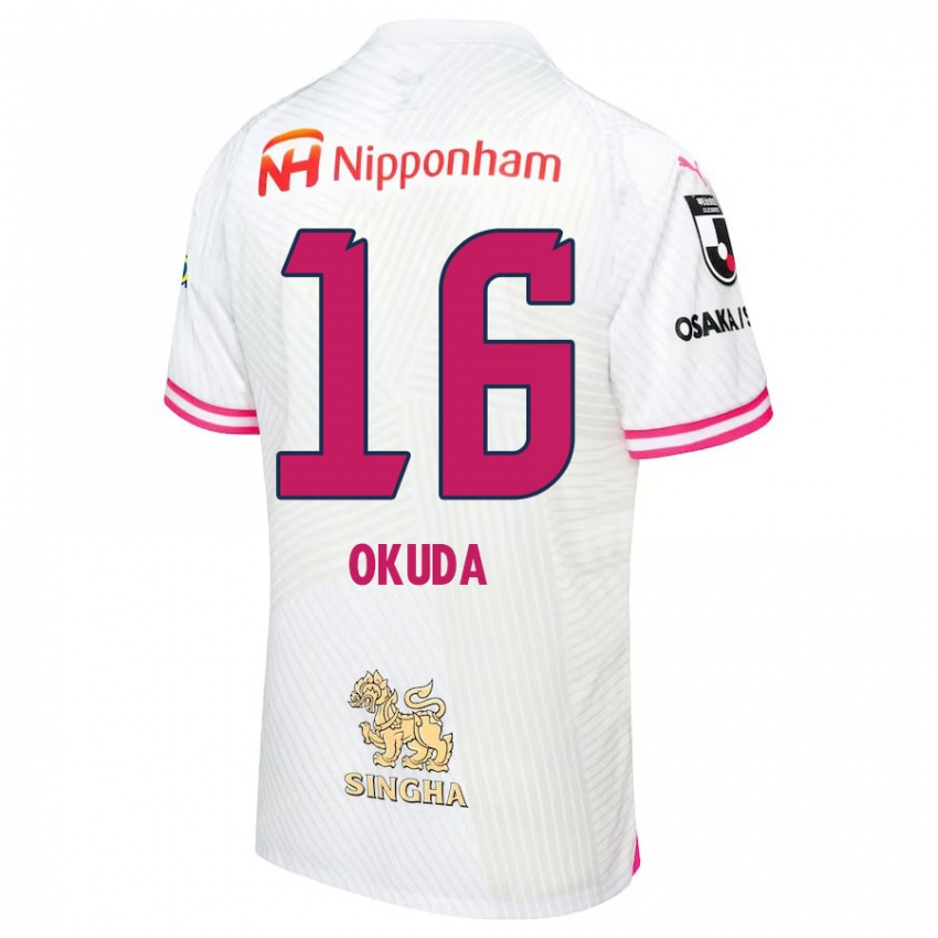 Niño Camiseta Hayato Okuda #16 Blanco Rosa 2ª Equipación 2024/25 La Camisa Perú