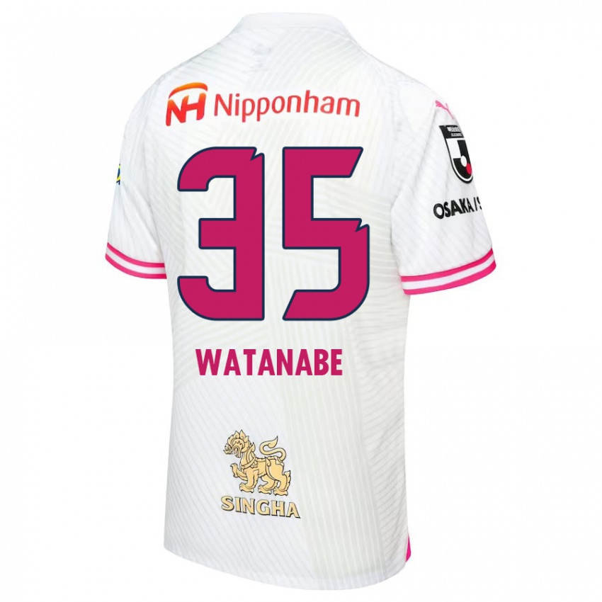 Niño Camiseta Ryo Watanabe #35 Blanco Rosa 2ª Equipación 2024/25 La Camisa Perú