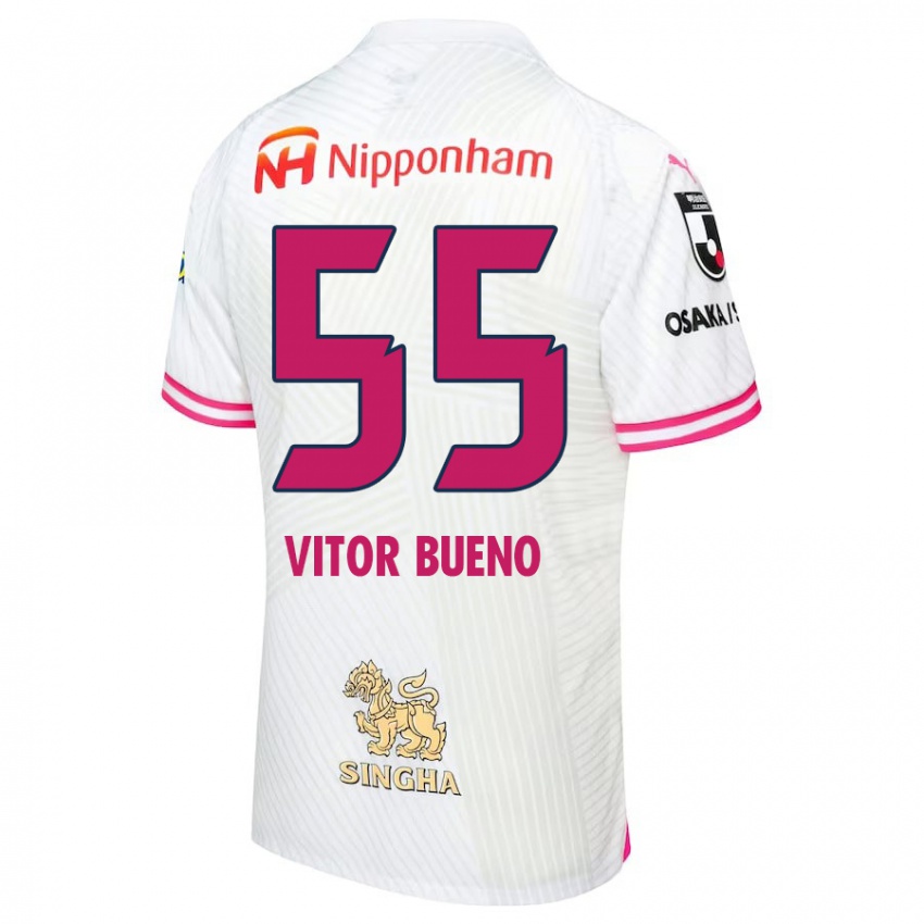 Niño Camiseta Vitor Bueno #55 Blanco Rosa 2ª Equipación 2024/25 La Camisa Perú