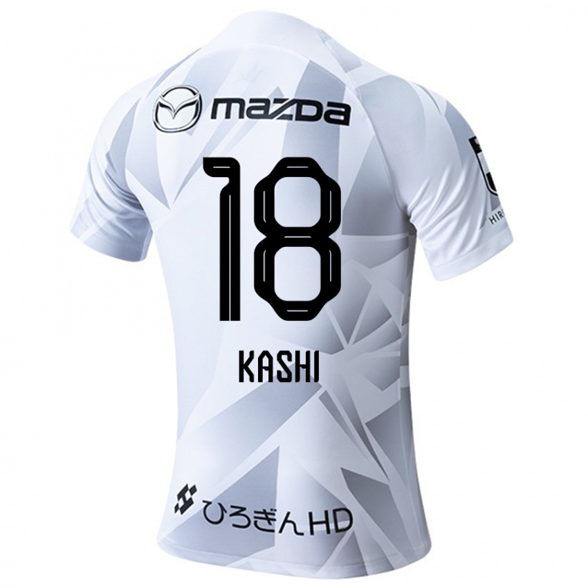 Niño Camiseta Yoshifumi Kashiwa #18 Blanco Gris Negro 2ª Equipación 2024/25 La Camisa Perú