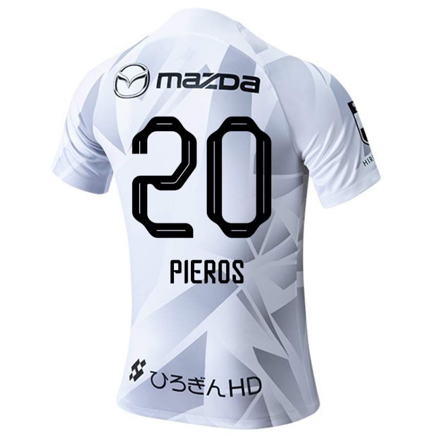 Niño Camiseta Pieros Sotiriou #20 Blanco Gris Negro 2ª Equipación 2024/25 La Camisa Perú