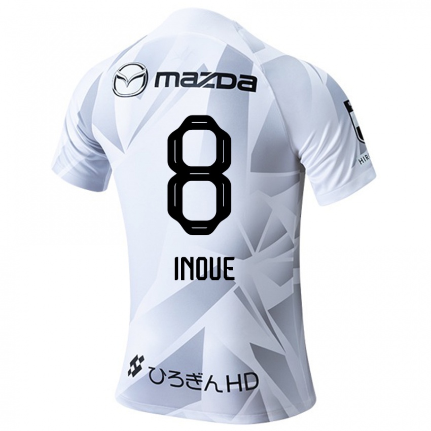 Niño Camiseta Akashi Inoue #8 Blanco Gris Negro 2ª Equipación 2024/25 La Camisa Perú