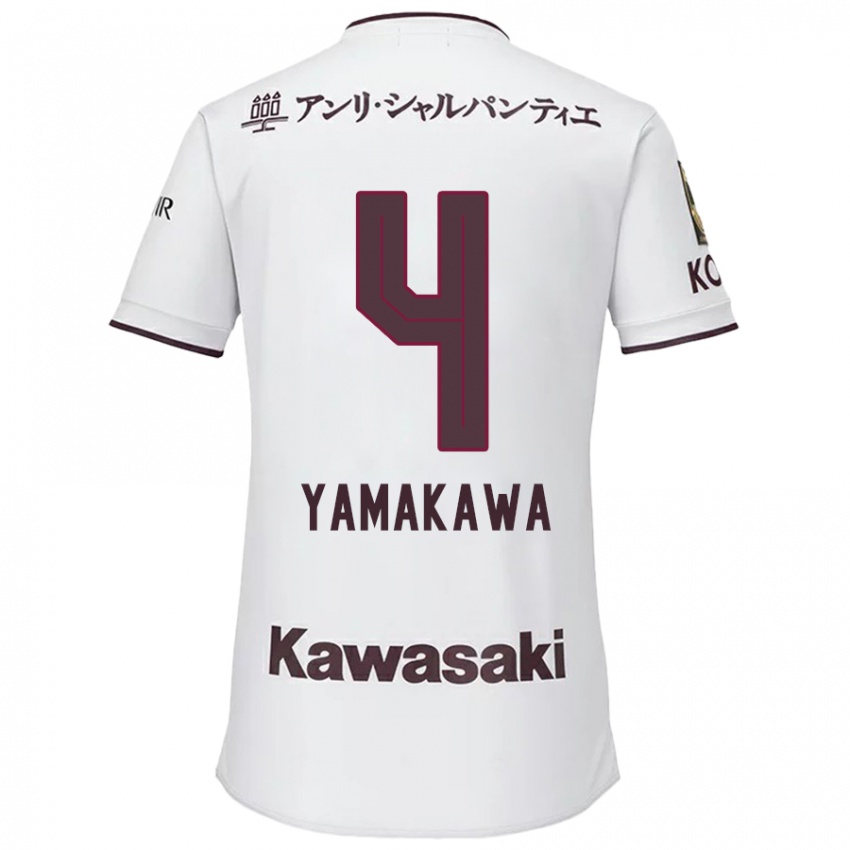 Niño Camiseta Tetsushi Yamakawa #4 Blanco Rojo 2ª Equipación 2024/25 La Camisa Perú