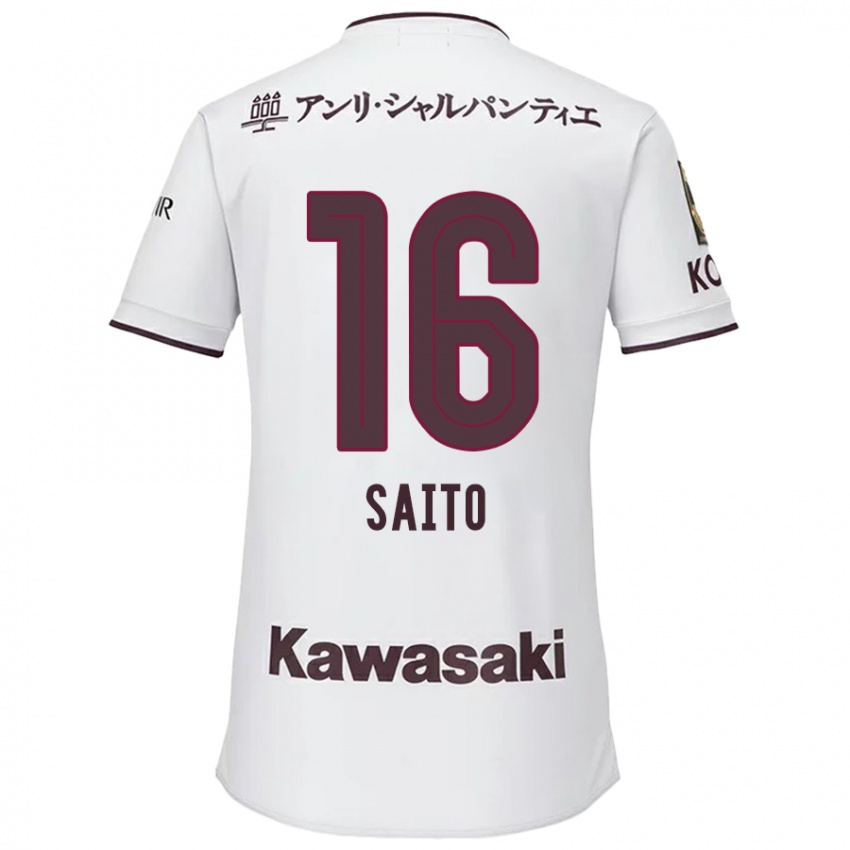 Niño Camiseta Mitsuki Saito #16 Blanco Rojo 2ª Equipación 2024/25 La Camisa Perú