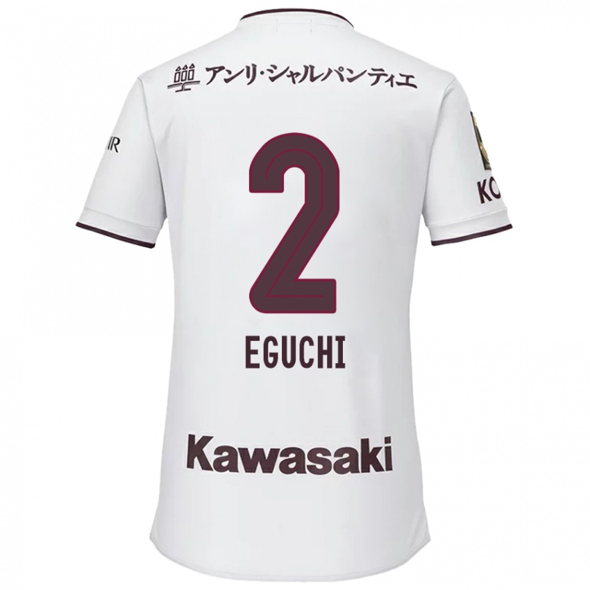 Niño Camiseta Takuma Eguchi #2 Blanco Rojo 2ª Equipación 2024/25 La Camisa Perú