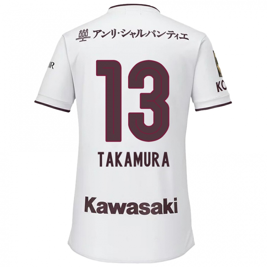 Niño Camiseta Tokiya Takamura #13 Blanco Rojo 2ª Equipación 2024/25 La Camisa Perú