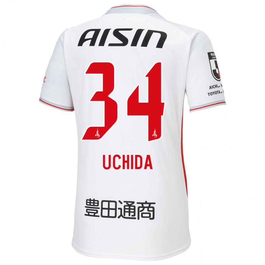 Niño Camiseta Takuya Uchida #34 Blanco Amarillo Rojo 2ª Equipación 2024/25 La Camisa Perú