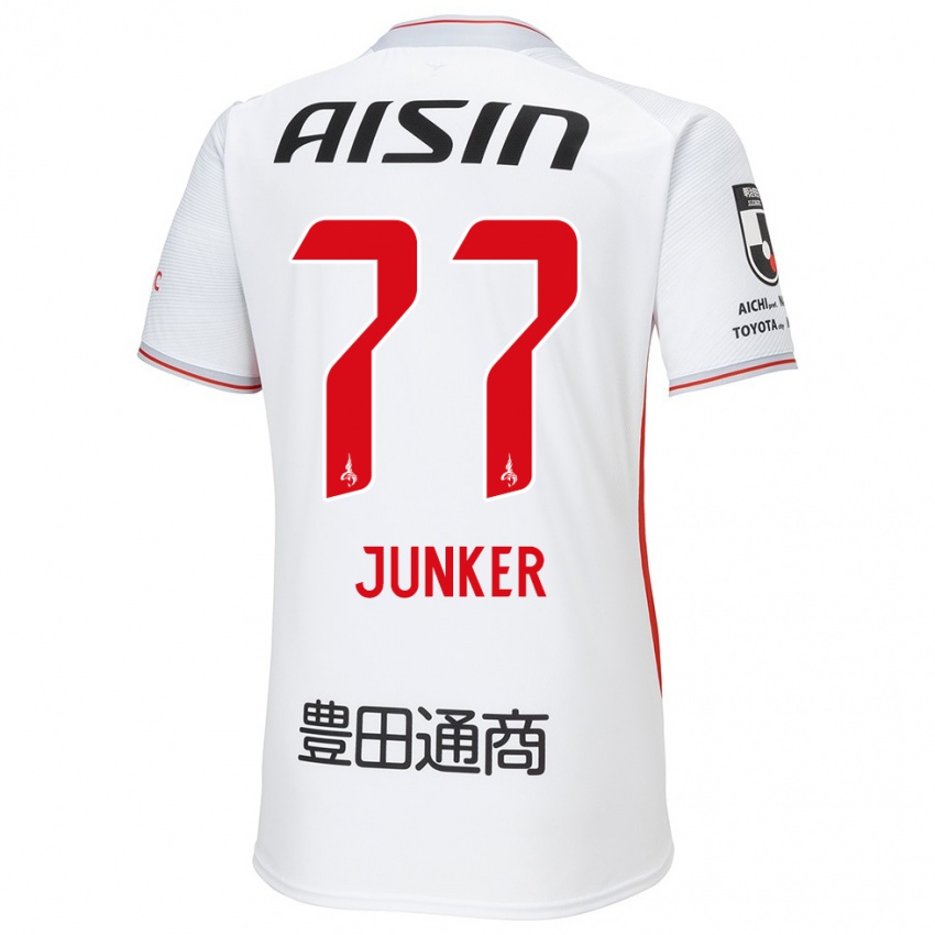 Niño Camiseta Kasper Junker #77 Blanco Amarillo Rojo 2ª Equipación 2024/25 La Camisa Perú