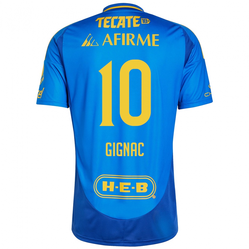 Niño Camiseta Andre-Pierre Gignac #10 Azul Amarillo 2ª Equipación 2024/25 La Camisa Perú