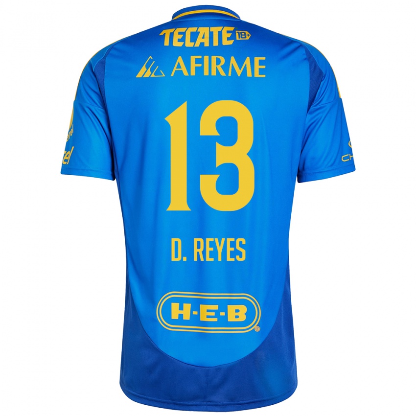 Niño Camiseta Diego Reyes #13 Azul Amarillo 2ª Equipación 2024/25 La Camisa Perú