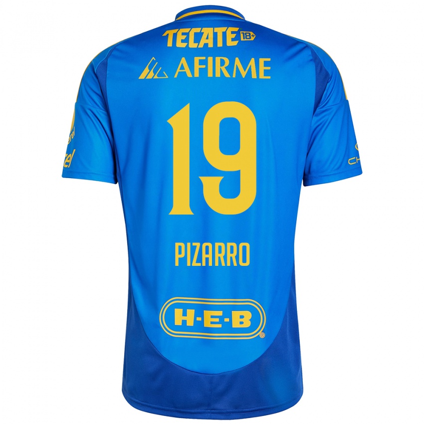 Niño Camiseta Guido Pizarro #19 Azul Amarillo 2ª Equipación 2024/25 La Camisa Perú