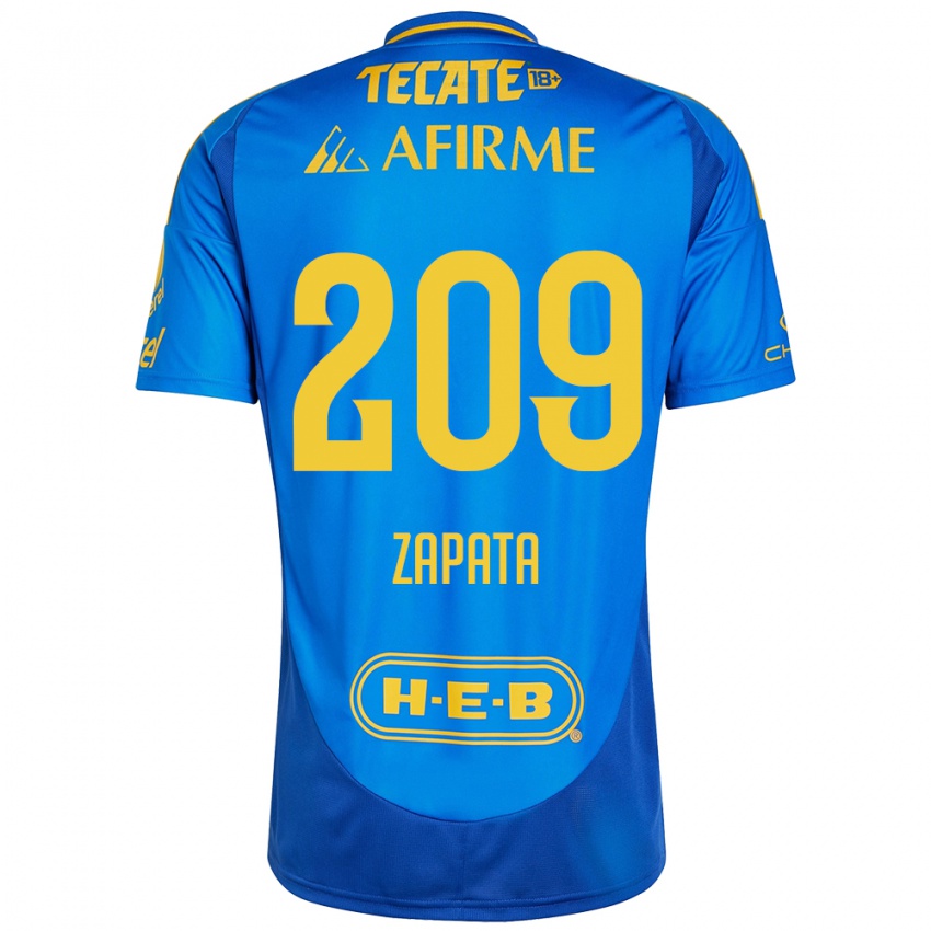 Niño Camiseta Jorge Zapata #209 Azul Amarillo 2ª Equipación 2024/25 La Camisa Perú