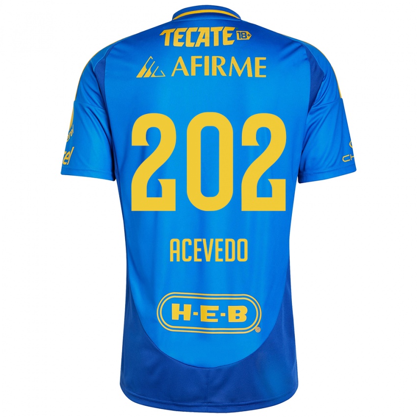 Niño Camiseta José Acevedo #202 Azul Amarillo 2ª Equipación 2024/25 La Camisa Perú