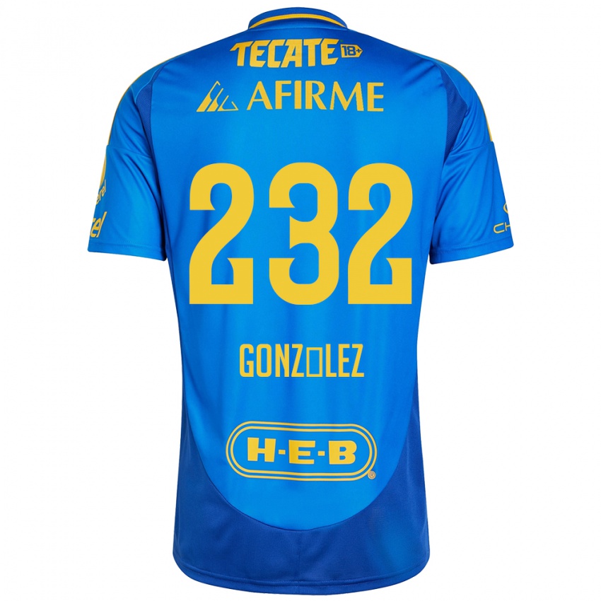 Niño Camiseta César González #232 Azul Amarillo 2ª Equipación 2024/25 La Camisa Perú