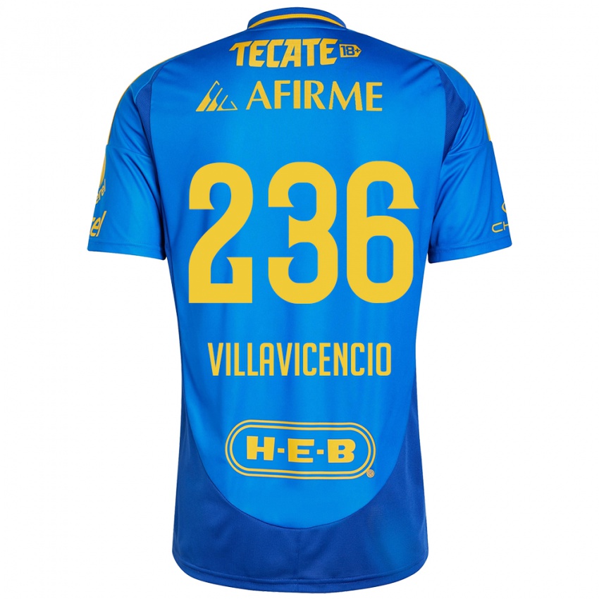 Niño Camiseta Edgar Villavicencio #236 Azul Amarillo 2ª Equipación 2024/25 La Camisa Perú