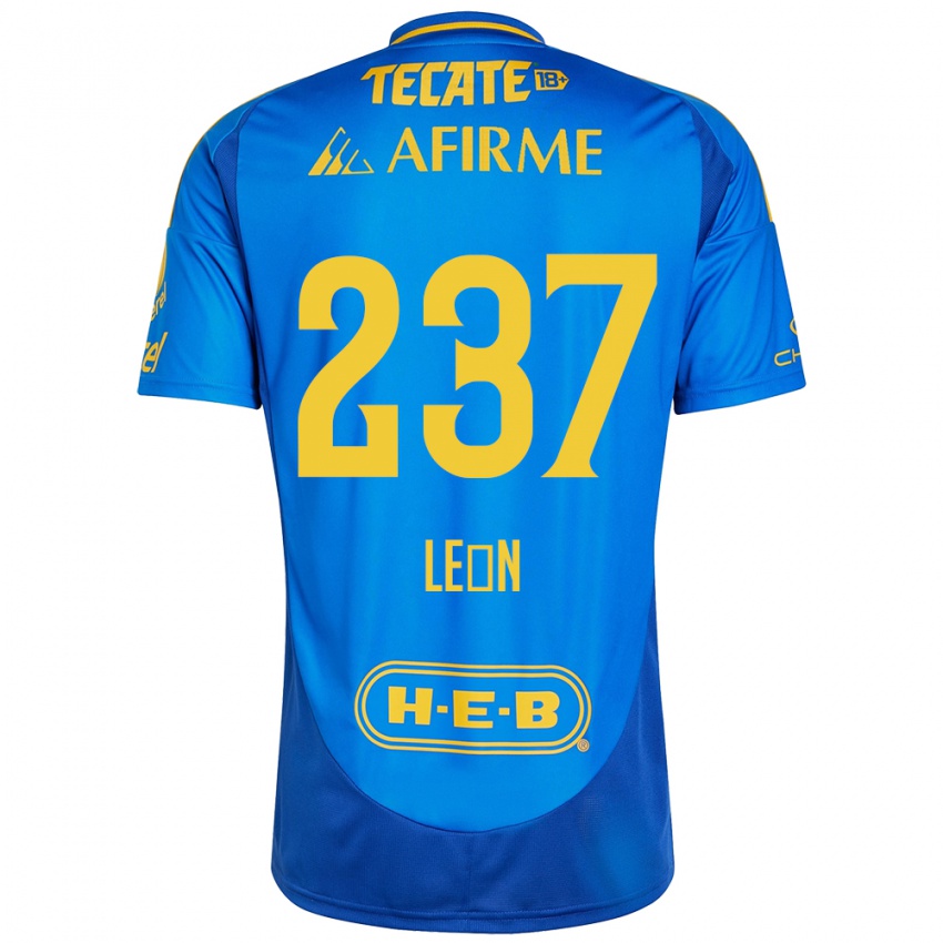 Niño Camiseta Gabriel León #237 Azul Amarillo 2ª Equipación 2024/25 La Camisa Perú