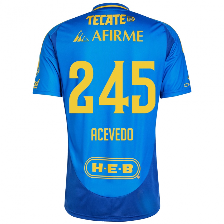 Niño Camiseta Kevin Acevedo #245 Azul Amarillo 2ª Equipación 2024/25 La Camisa Perú