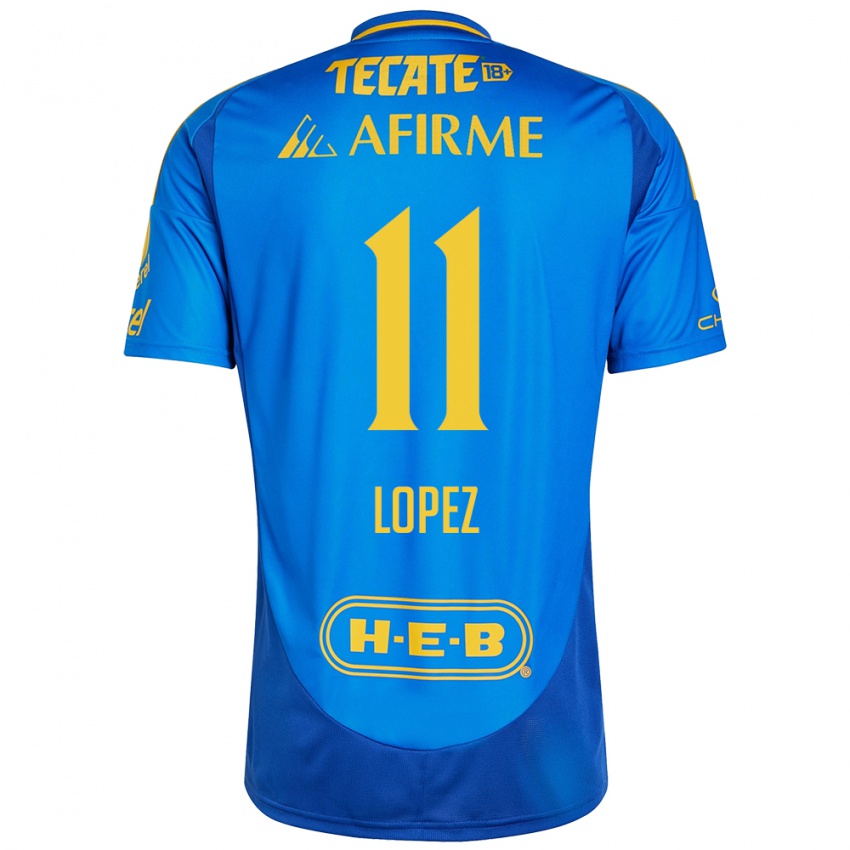 Niño Camiseta Nicolas Lopez #11 Azul Amarillo 2ª Equipación 2024/25 La Camisa Perú