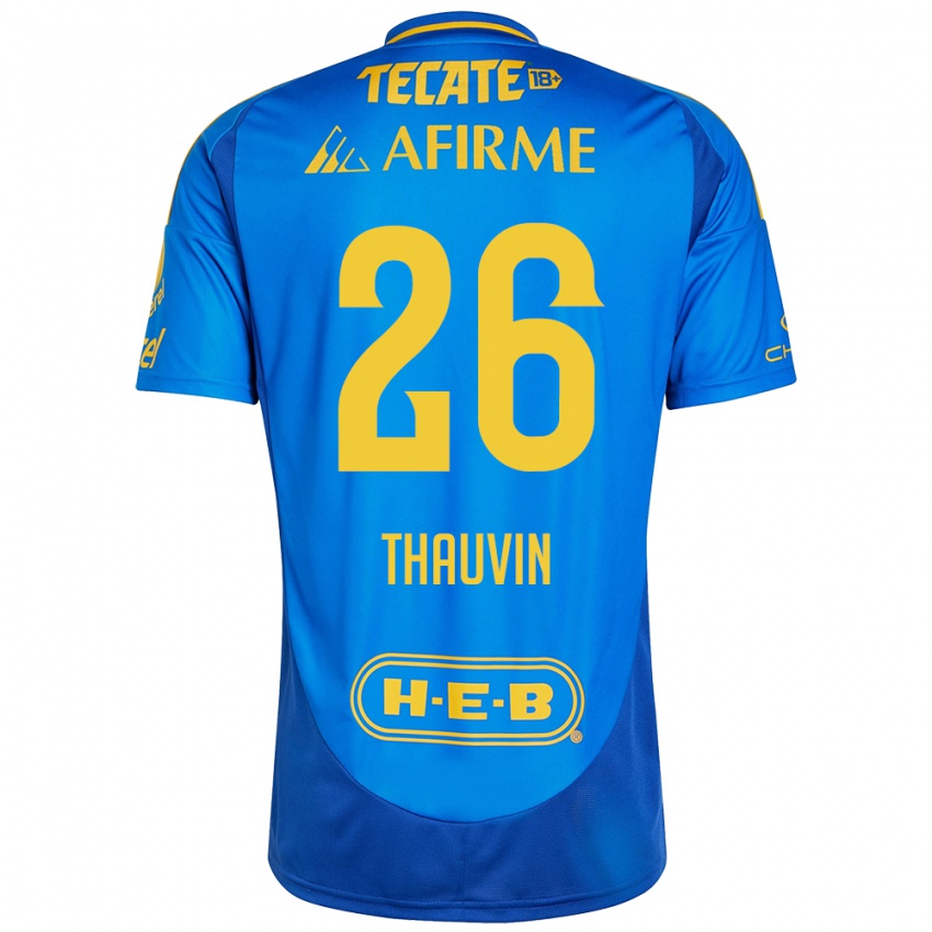 Niño Camiseta Florian Thauvin #26 Azul Amarillo 2ª Equipación 2024/25 La Camisa Perú